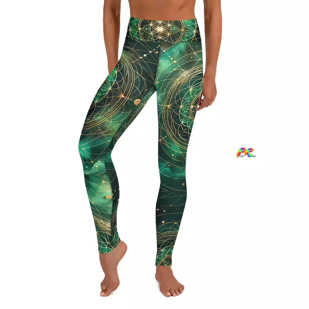 Emerald Cosmos Rave Yoga Leggings