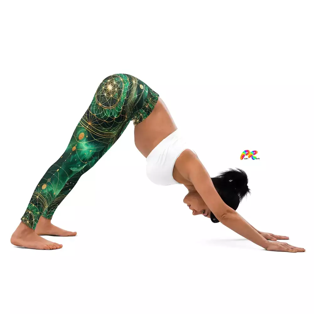 Emerald Cosmos Rave Yoga Leggings