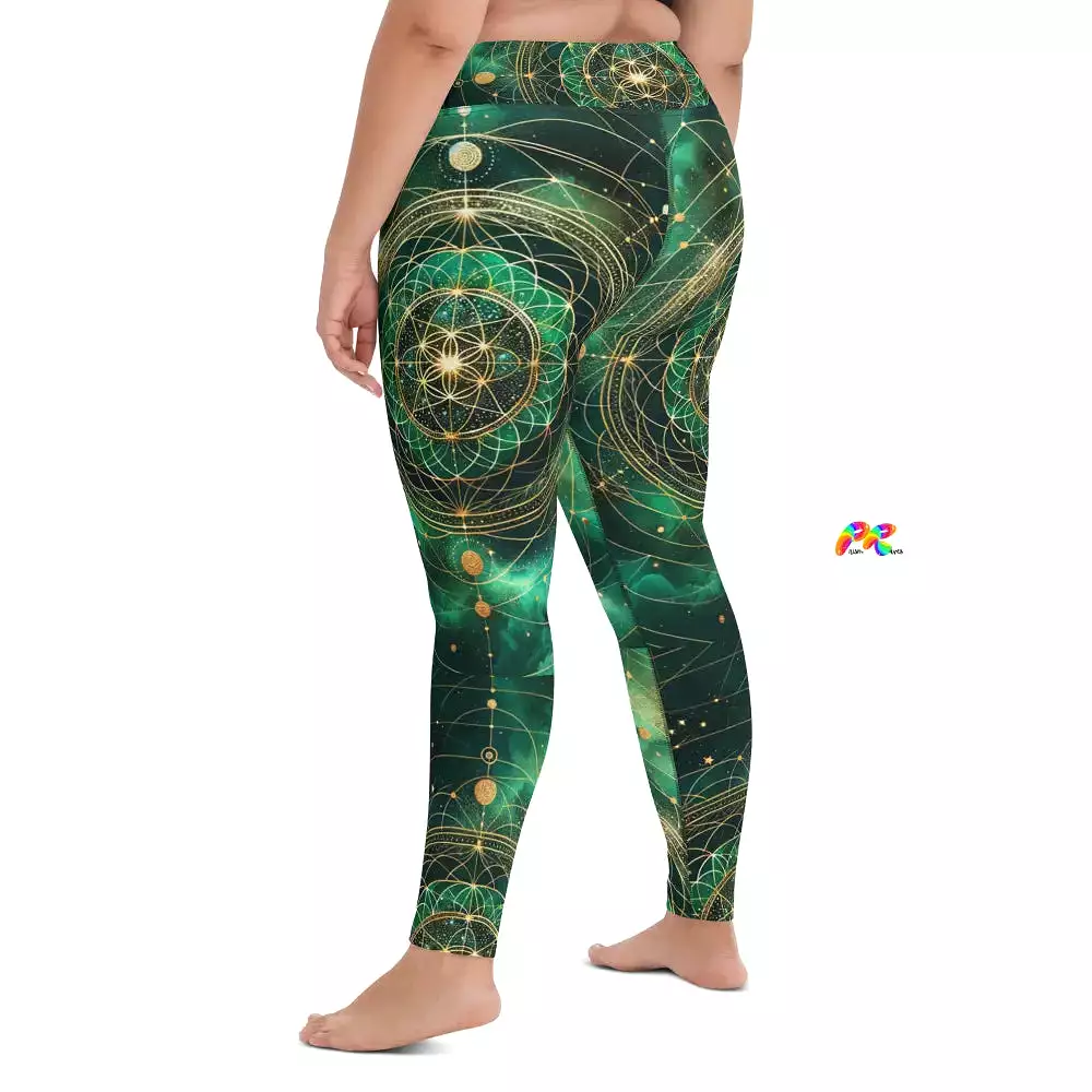 Emerald Cosmos Rave Yoga Leggings