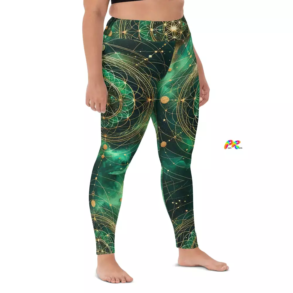 Emerald Cosmos Rave Yoga Leggings