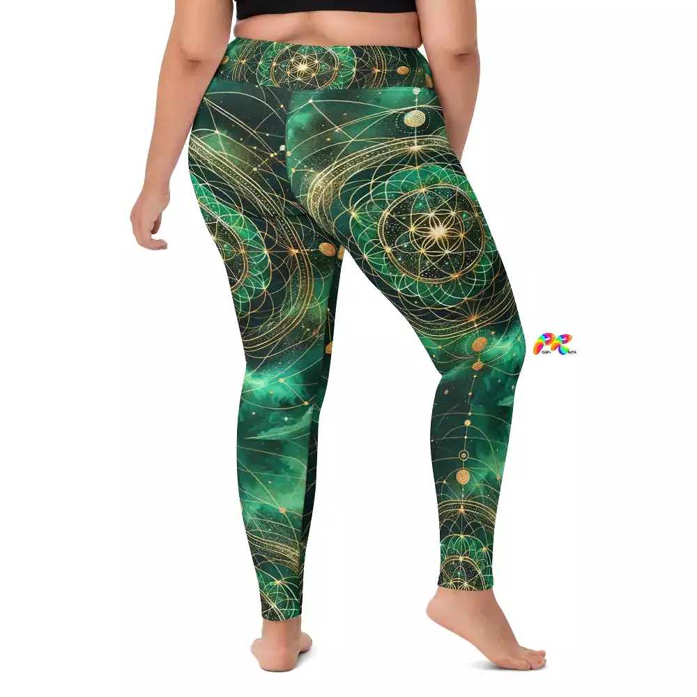 Emerald Cosmos Rave Yoga Leggings