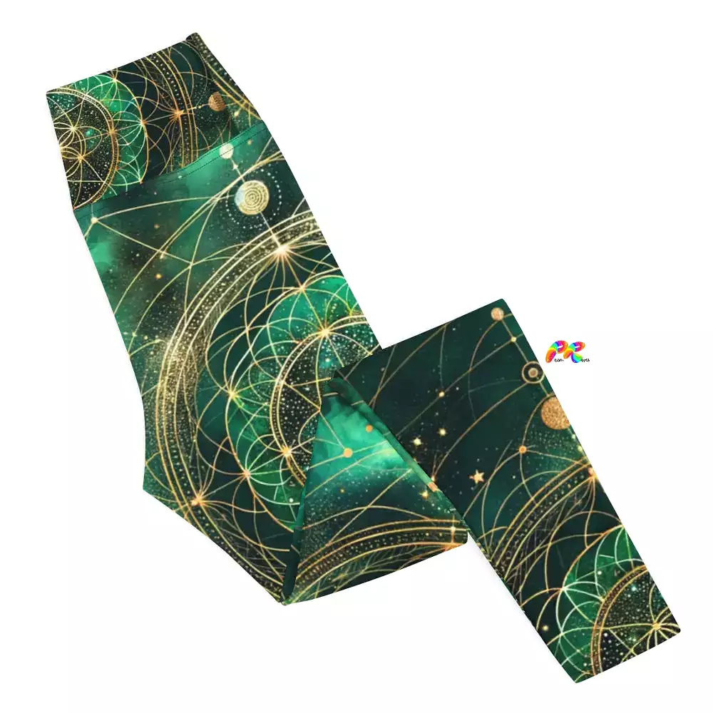 Emerald Cosmos Rave Yoga Leggings