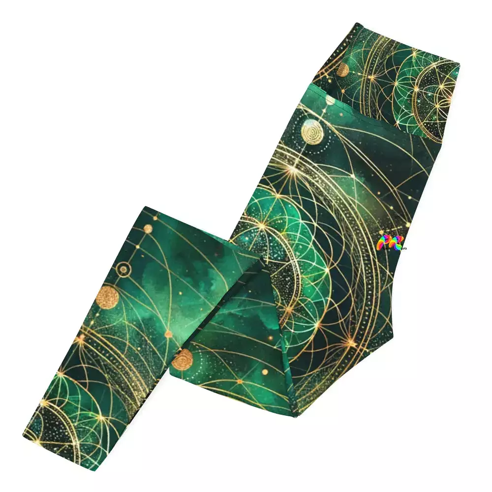 Emerald Cosmos Rave Yoga Leggings