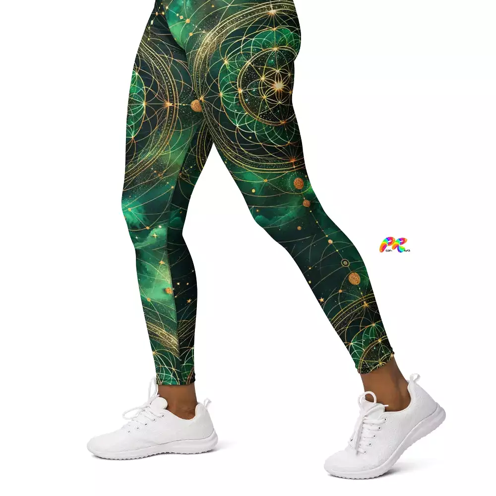 Emerald Cosmos Rave Yoga Leggings