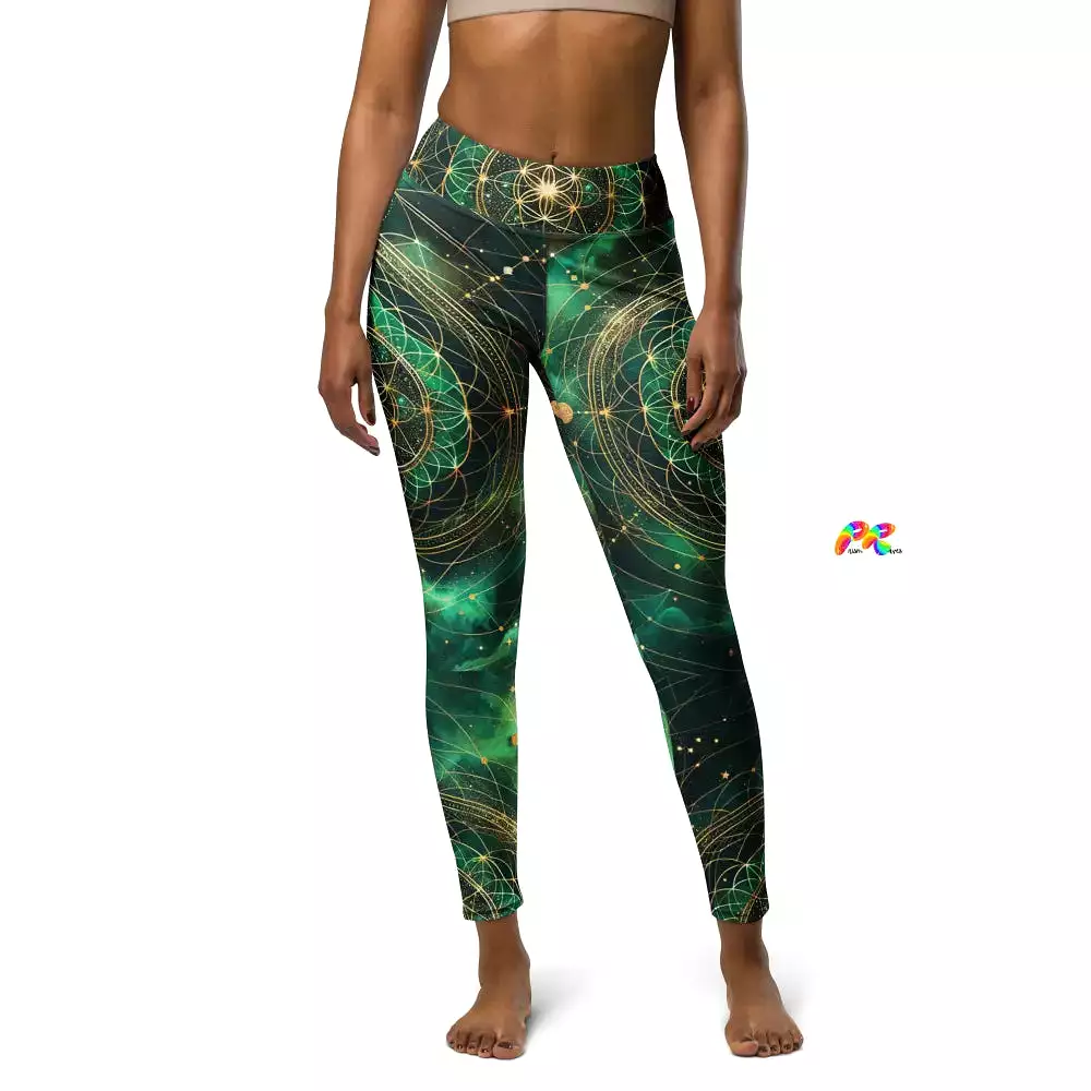 Emerald Cosmos Rave Yoga Leggings