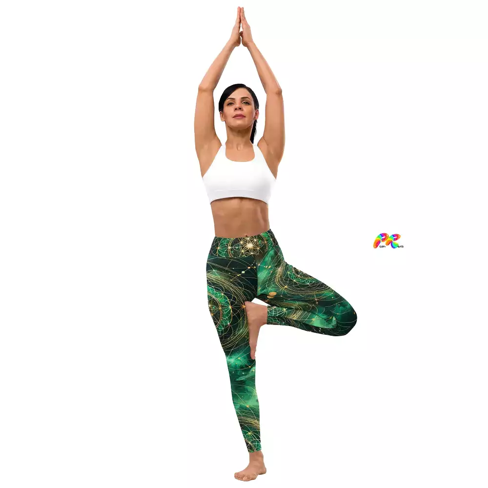 Emerald Cosmos Rave Yoga Leggings