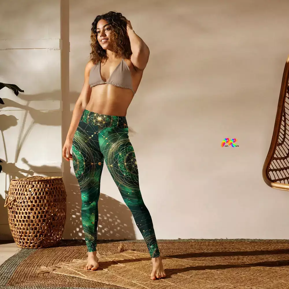 Emerald Cosmos Rave Yoga Leggings