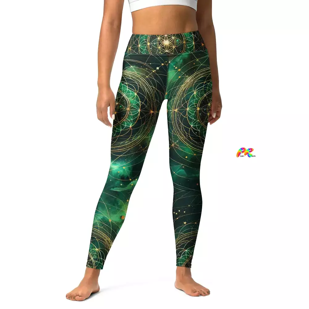 Emerald Cosmos Rave Yoga Leggings