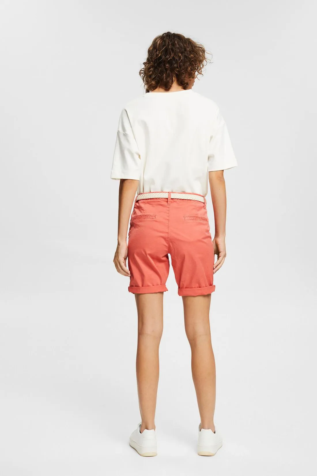 Esprit Chino Belled 8 Bermuda Shorts in Coral