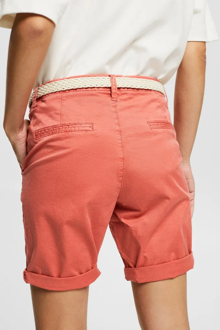 Esprit Chino Belled 8 Bermuda Shorts in Coral