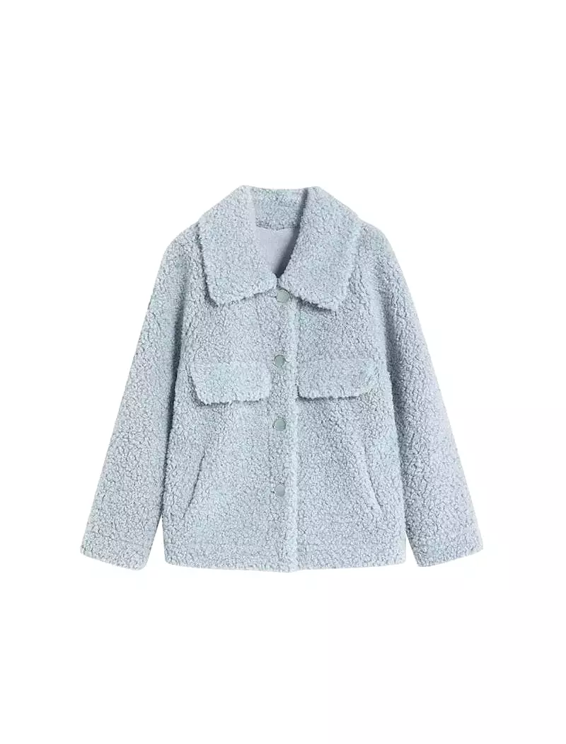 Faux Fur Teddy Side Flapped Outerwear Coat