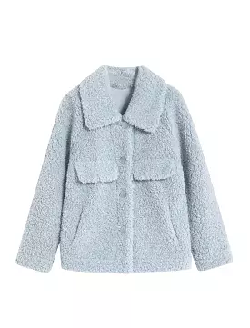 Faux Fur Teddy Side Flapped Outerwear Coat