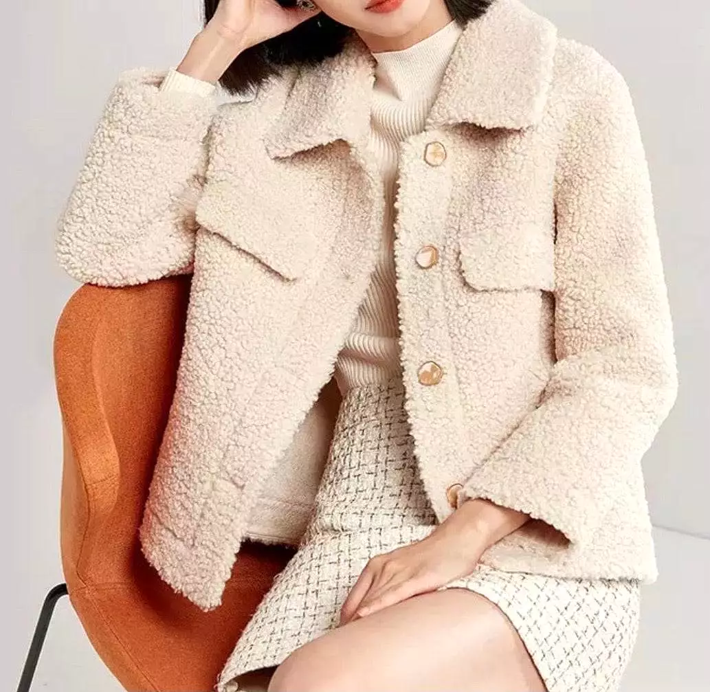 Faux Fur Teddy Side Flapped Outerwear Coat