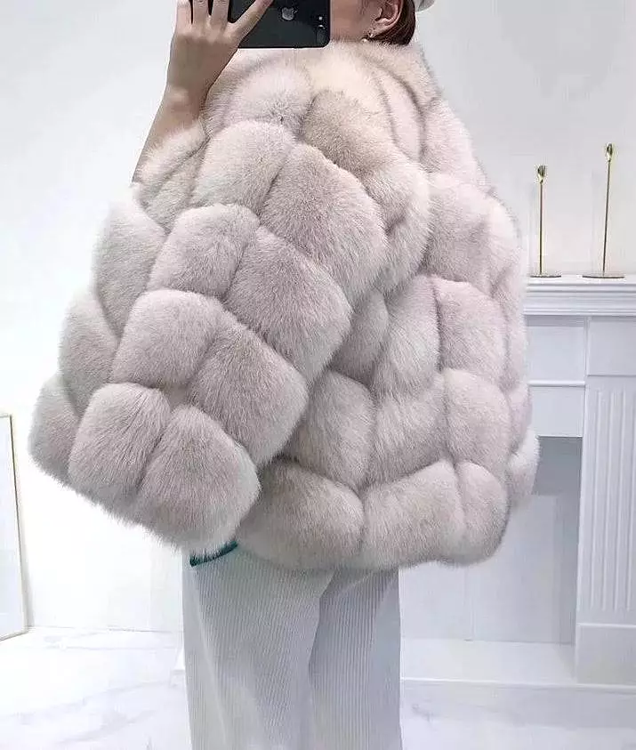 Fox Fur Panel Mid Lenght Fur Coat