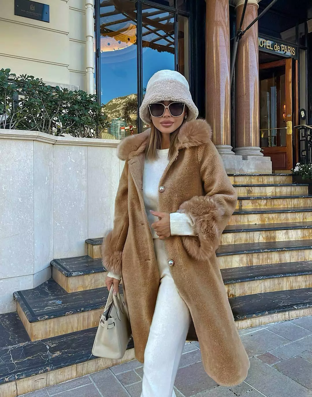 Fox Fur Trimmed Wool Coat