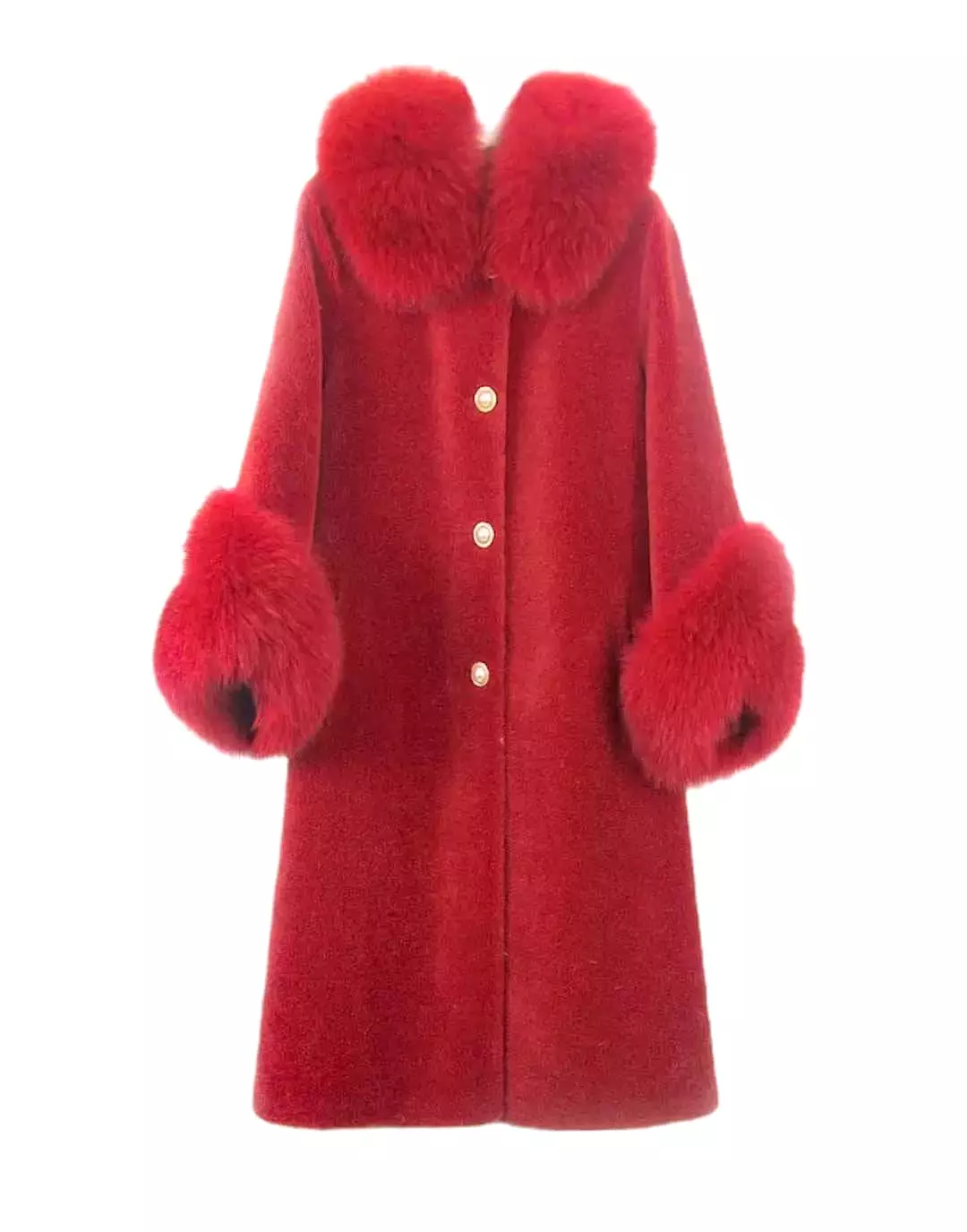 Fox Fur Trimmed Wool Coat