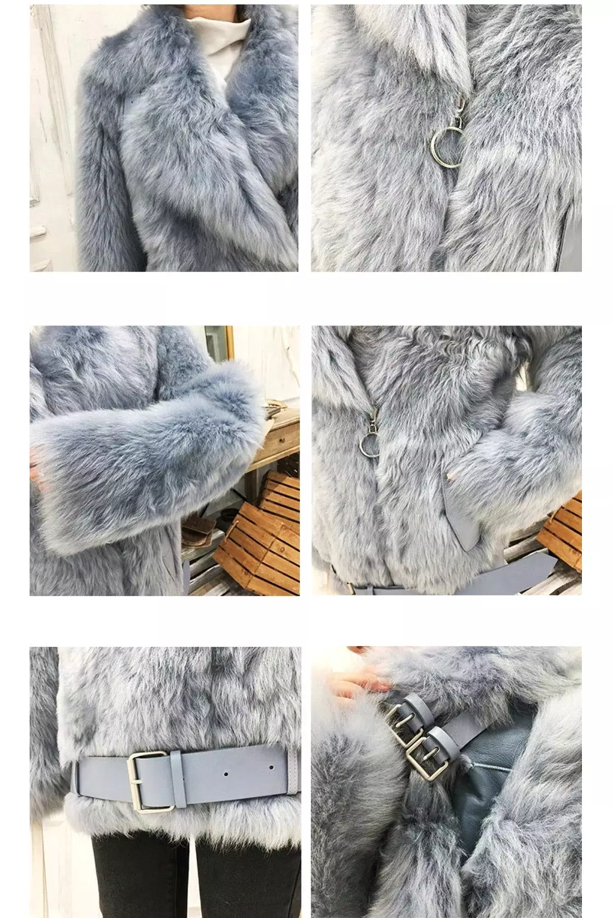 Genuine Double Sided Tuscany Sheepskin With Sheep Fur Belted Coat