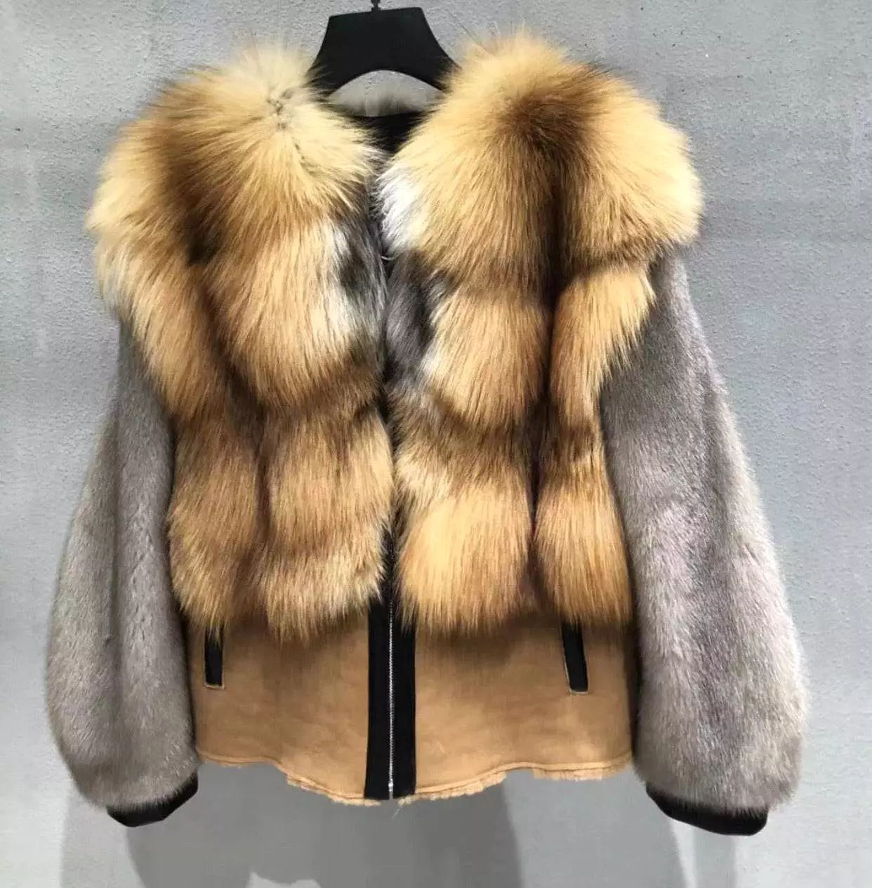 Genuine Fox Fur And Mink Thick Sheepskin Coat