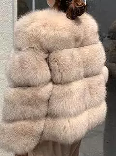 Genuine Fox Fur Four Horizontal Panel Coat