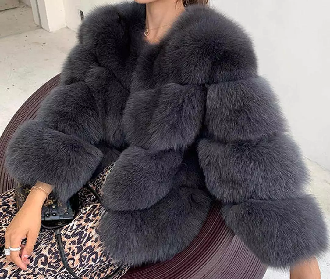 Genuine Fox Fur Four Horizontal Panel Coat