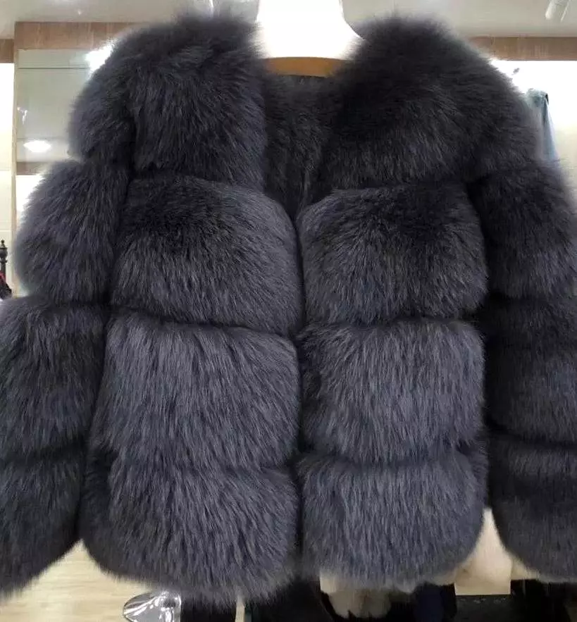 Genuine Fox Fur Four Horizontal Panel Coat