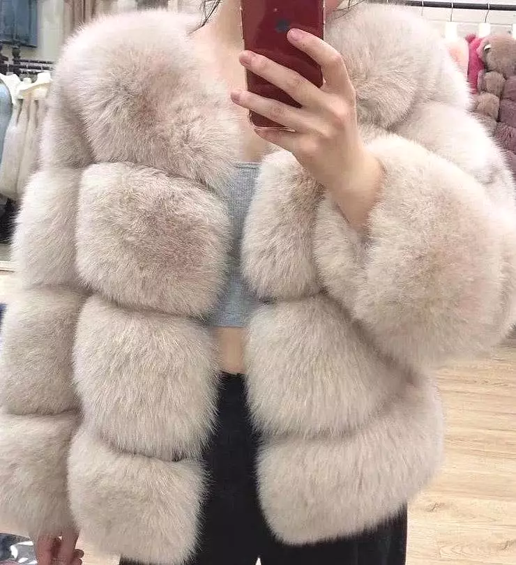 Genuine Fox Fur Four Horizontal Panel Coat