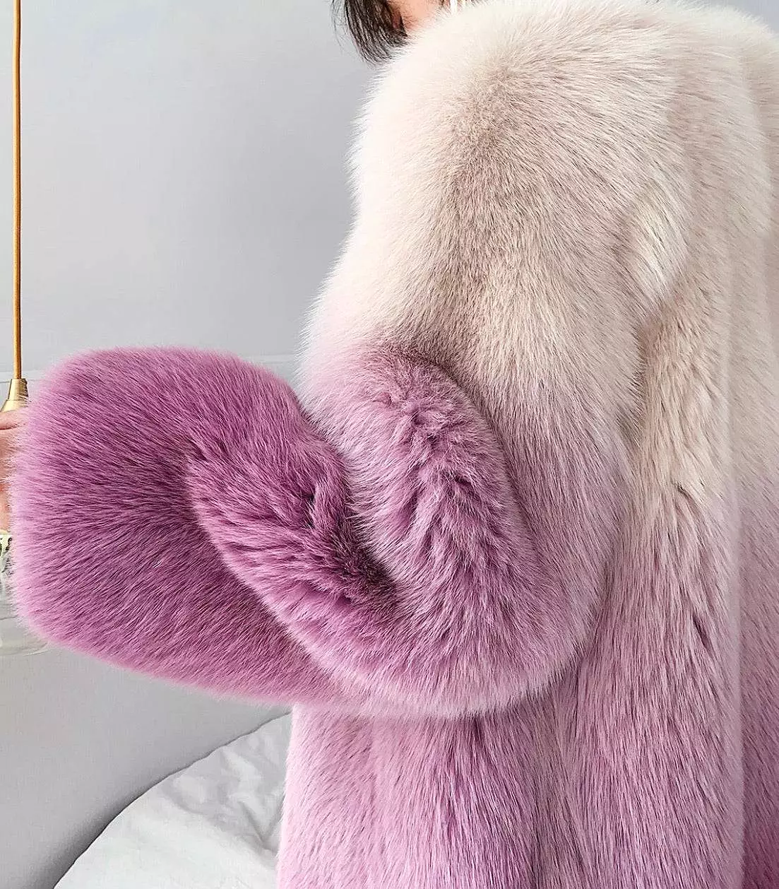 Genuine Fox Fur Ombre Dyed Coat