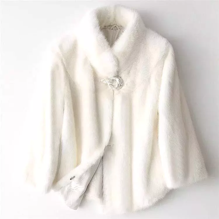 Genuine Russian Mink Fur Crystal Trimmed Coat