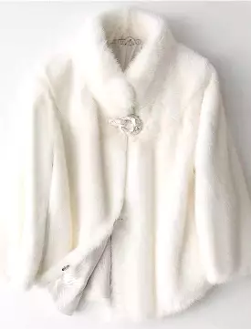 Genuine Russian Mink Fur Crystal Trimmed Coat