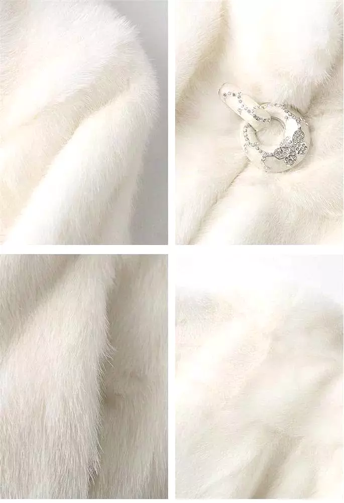 Genuine Russian Mink Fur Crystal Trimmed Coat