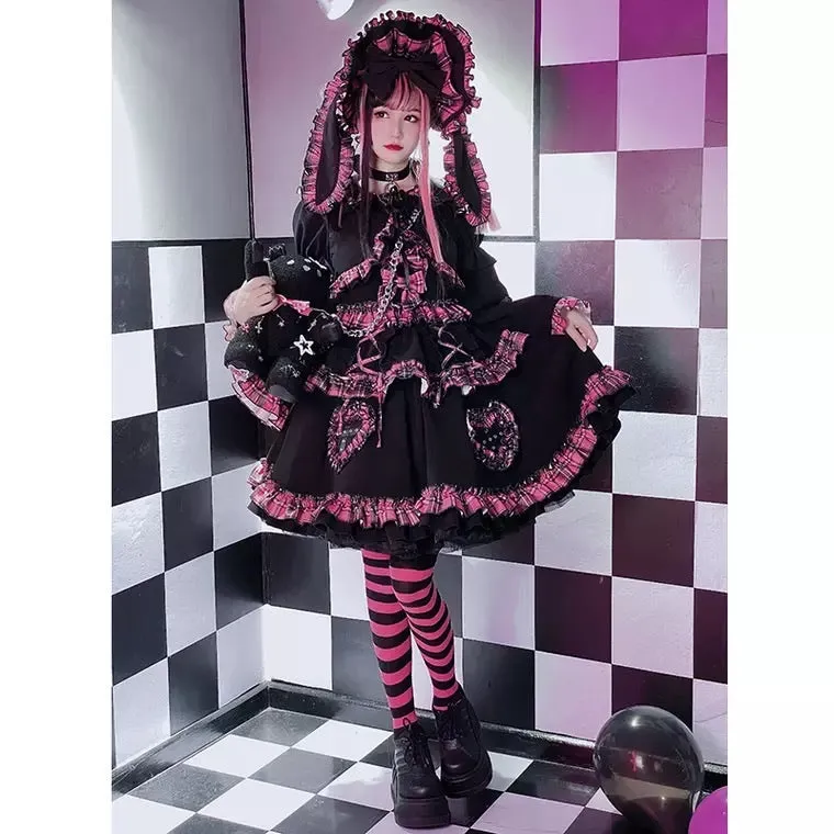 Harajuku style dark goth Loli bunny set