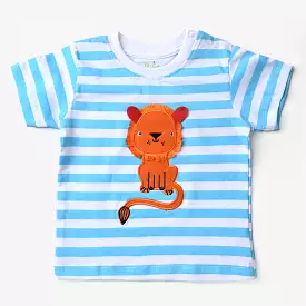 Infant Boys Cotton Jersey Round Neck T-Shirt Lion-White