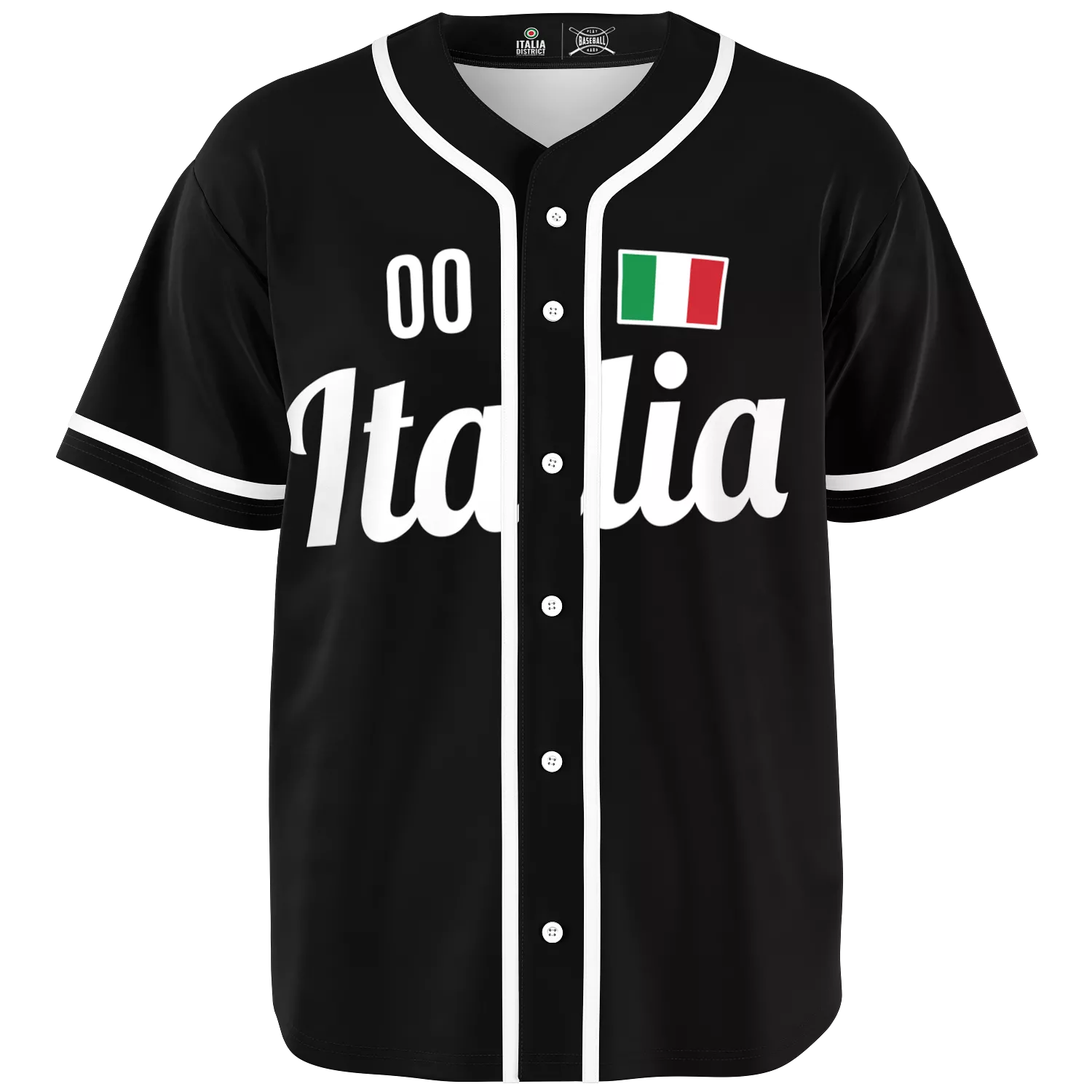 Italy Baseball Jersey - Black - Custom Name + Number