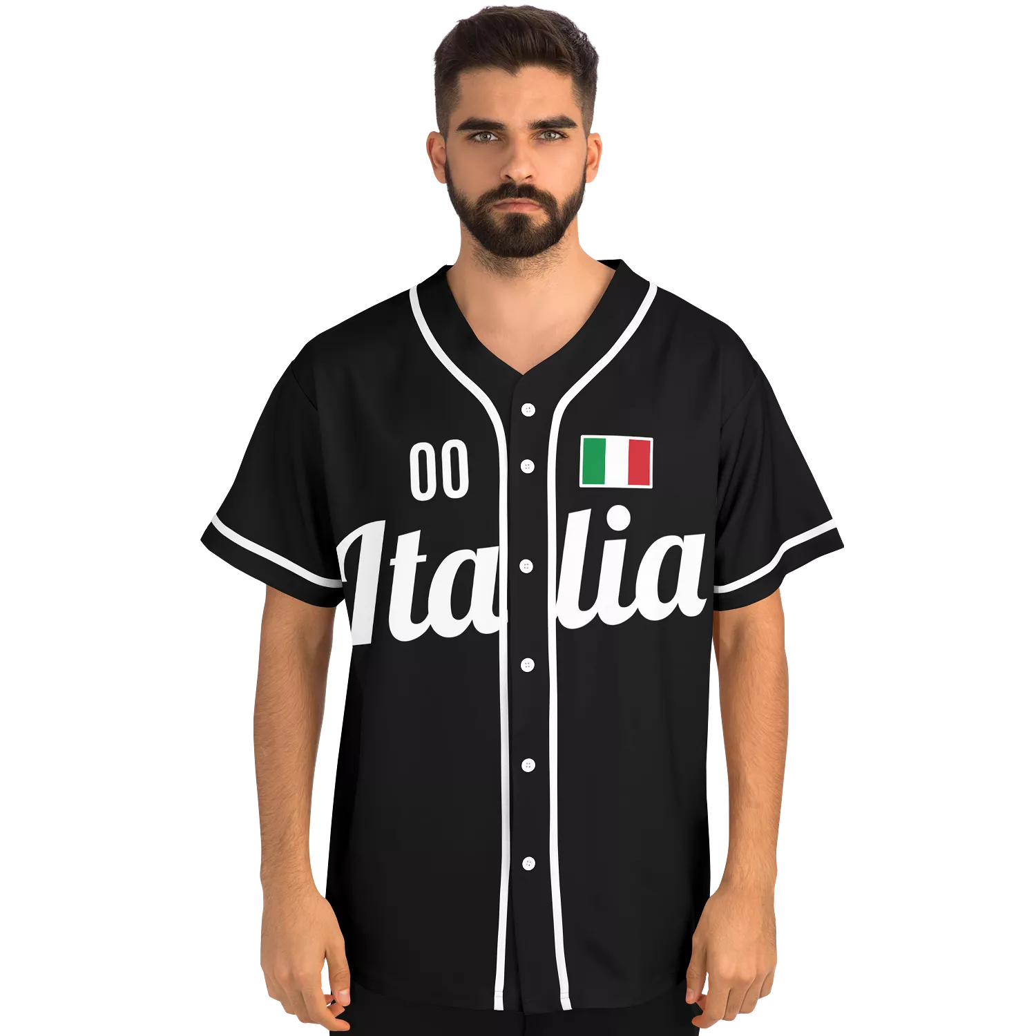 Italy Baseball Jersey - Black - Custom Name + Number