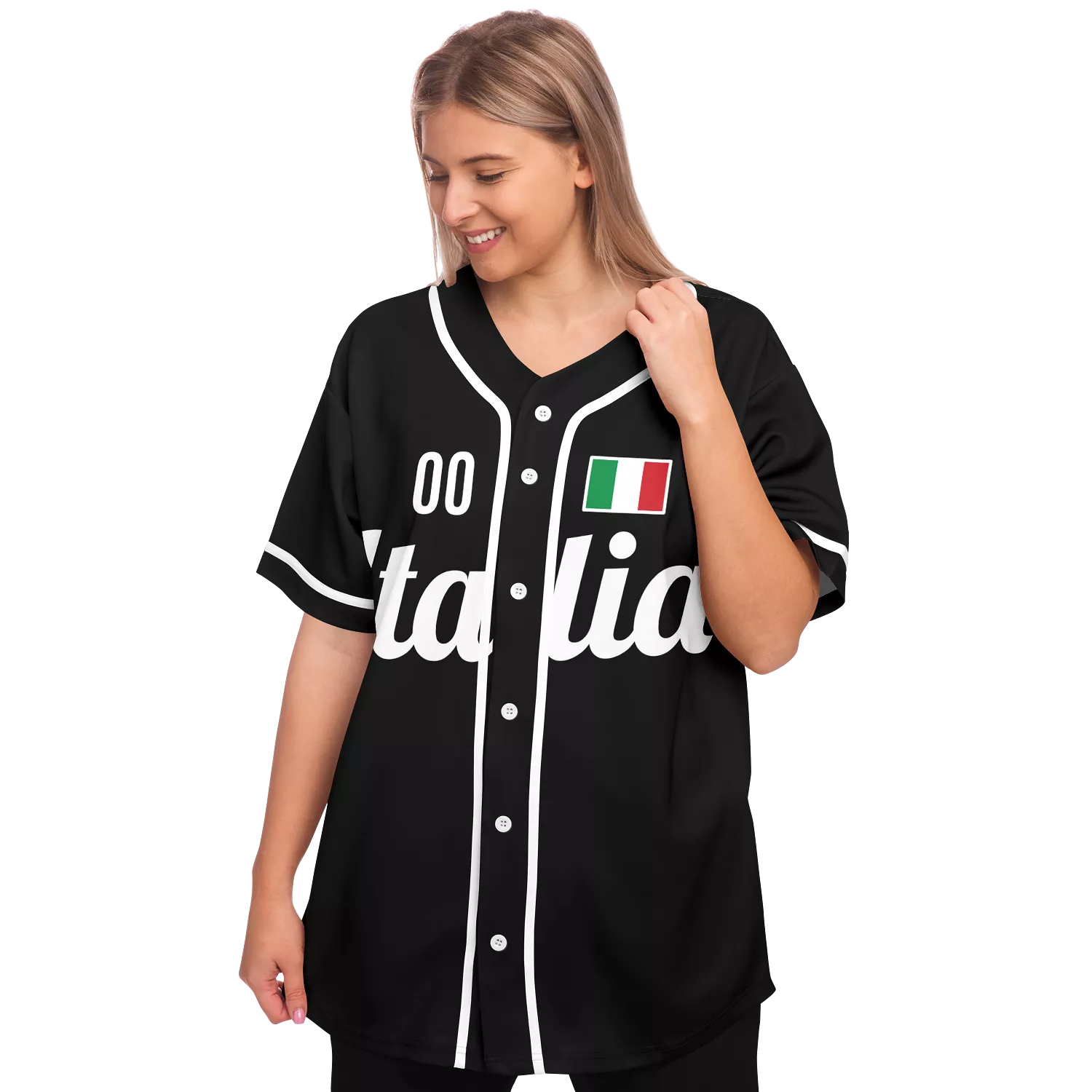 Italy Baseball Jersey - Black - Custom Name + Number