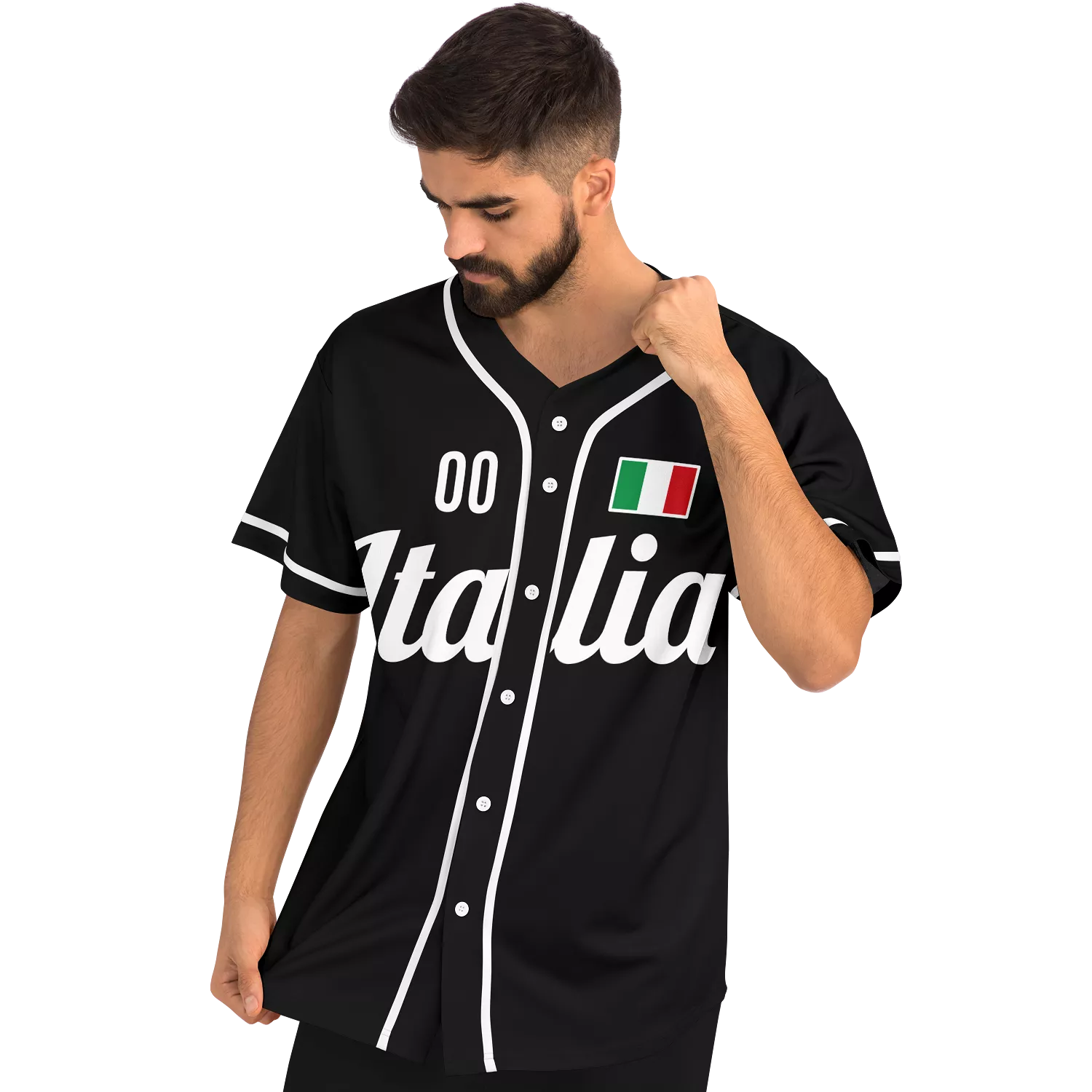 Italy Baseball Jersey - Black - Custom Name + Number