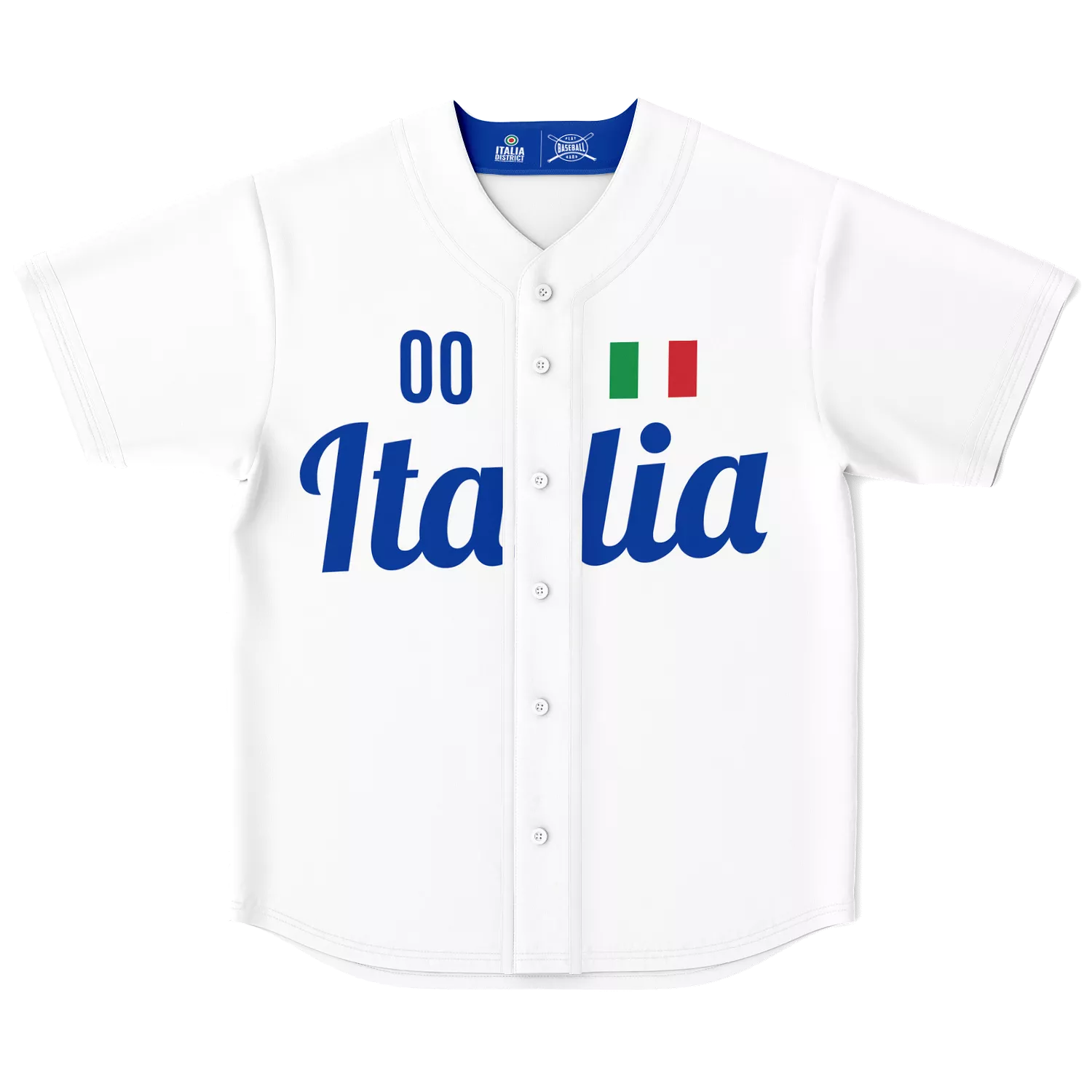 Italy Baseball Jersey - White - Custom Name + Number