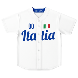 Italy Baseball Jersey - White - Custom Name + Number