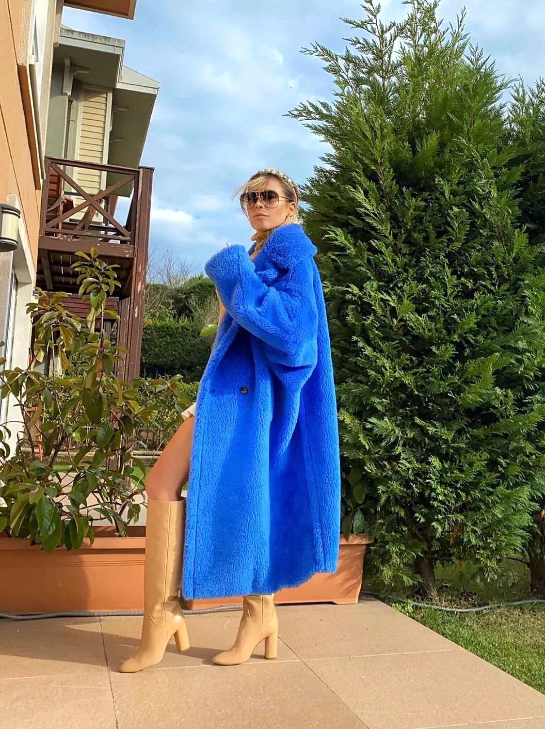 Jasmine Blue Faux Fur Coat