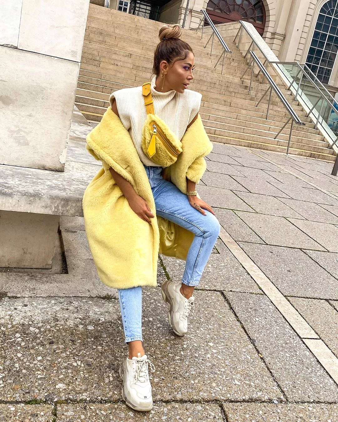 Jasmine Yellow Faux Fur Coat