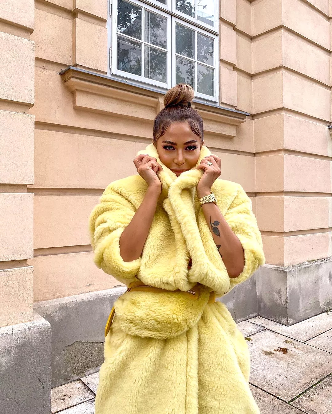 Jasmine Yellow Faux Fur Coat