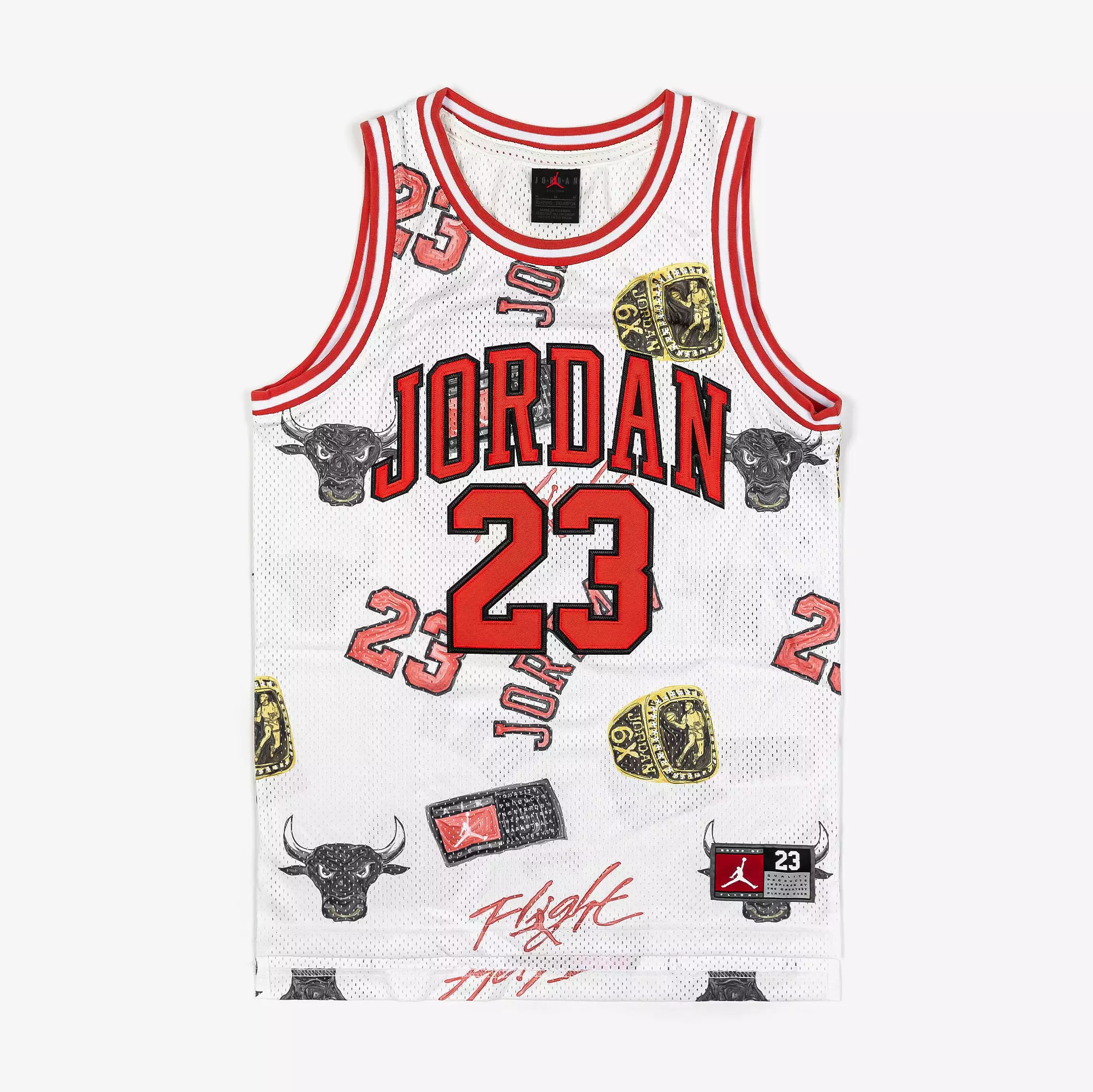 JDN 23 AOP Tank Grade School Jersey (Sail/Red)