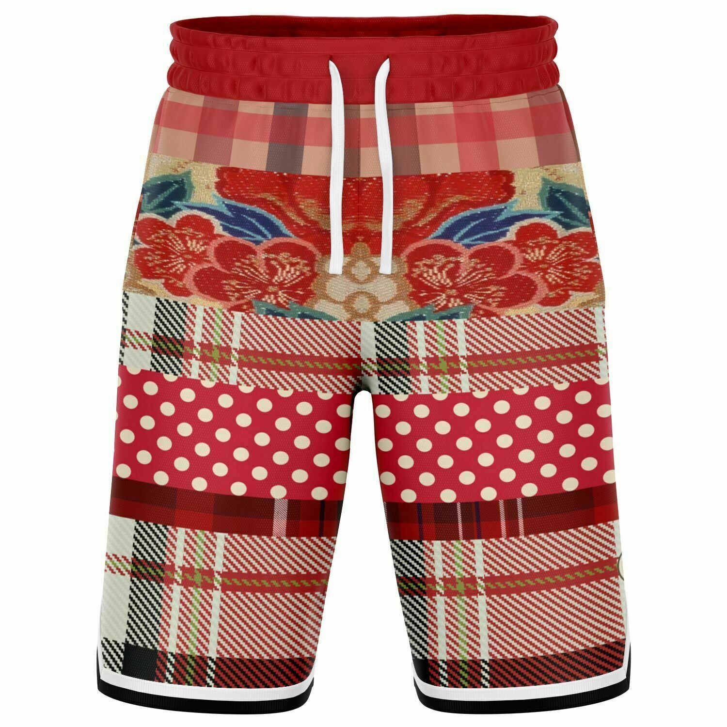 Jersey Salsa Floral Plaid Patchwork Basketball Shorts