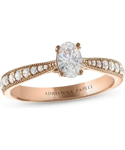 Kay Jewelers Previously Owned Adrianna Papell Diamond Engagement Ring 5/8 ct tw Oval & Round-cut 14K Rose