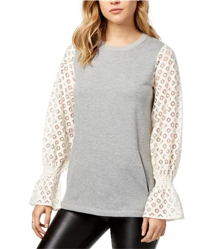 Kensie Womens Lace-Contrast Pullover Sweater