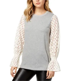 Kensie Womens Lace-Contrast Pullover Sweater