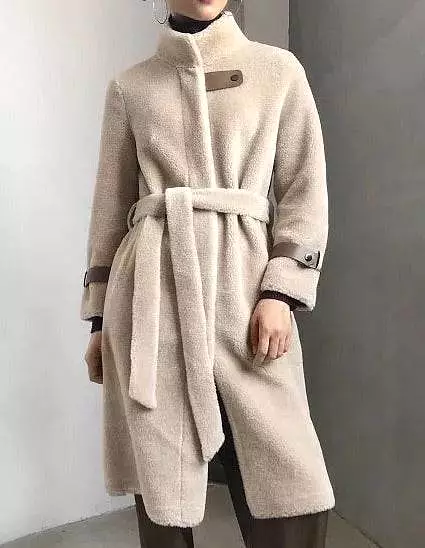 Lamb Wool Genuine Sheep Shearing Fur Belted Teddy Coat