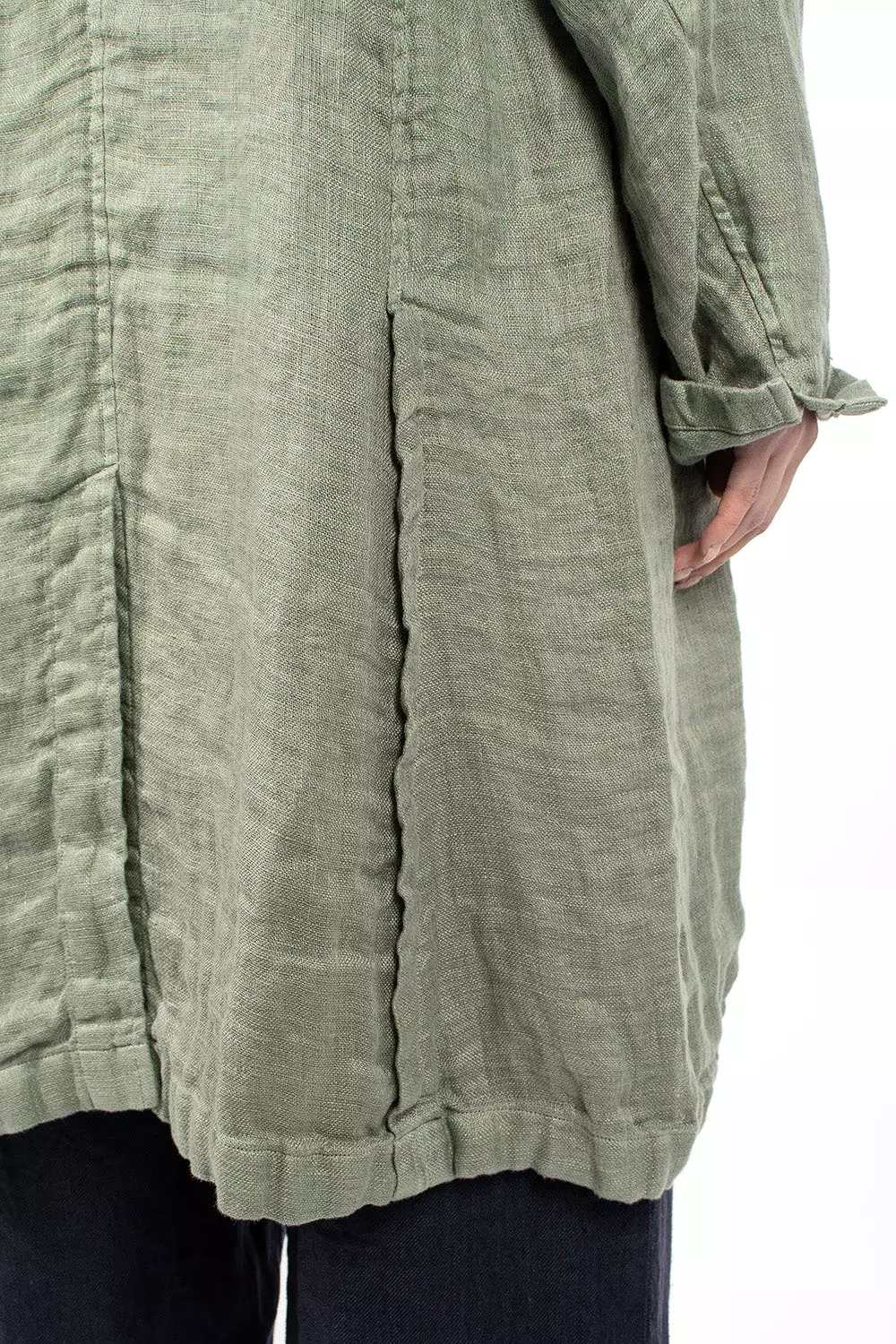 Linen Trench Coat Sage Green