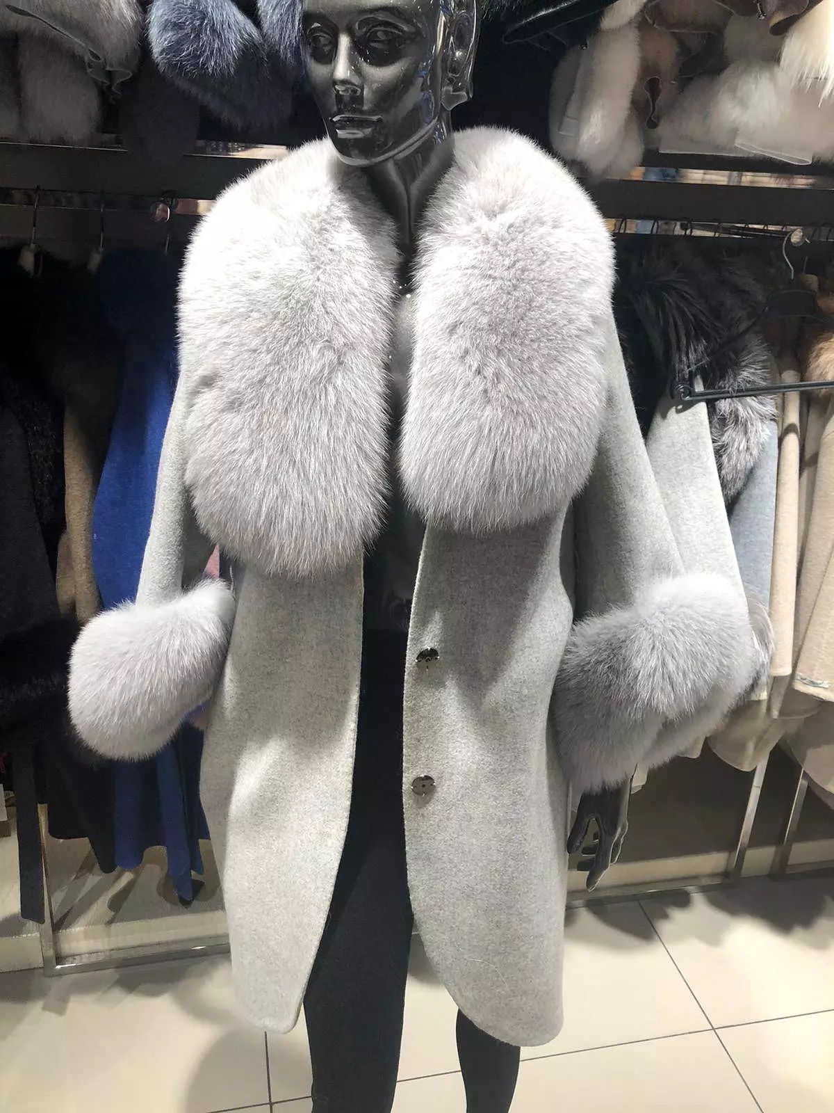 Long Alpaca Cashmere Fox Fur Collar Coat