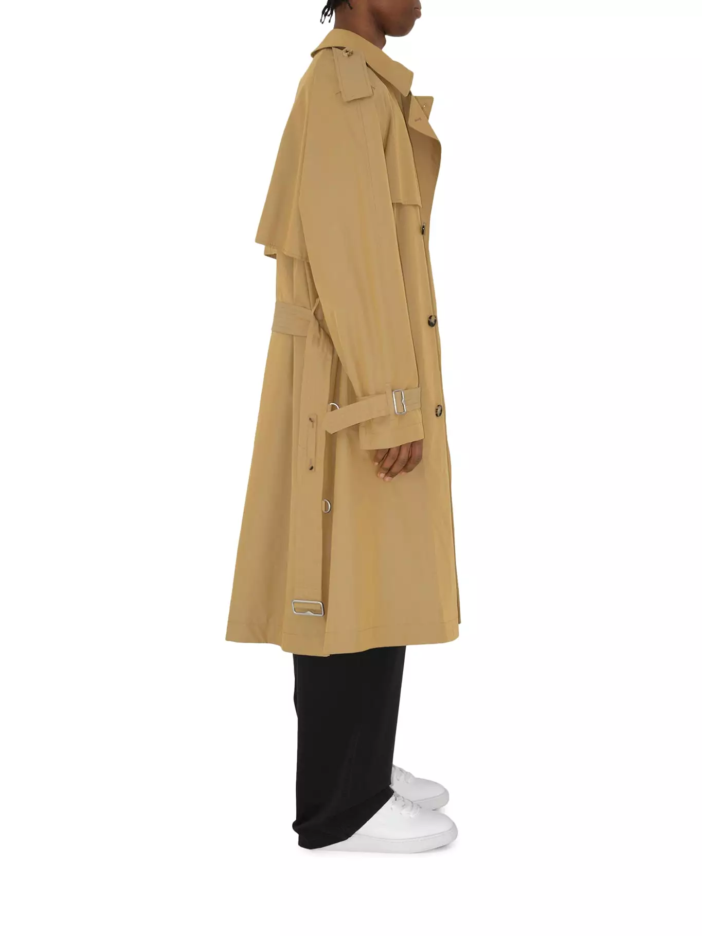 Long gabardine trench coat